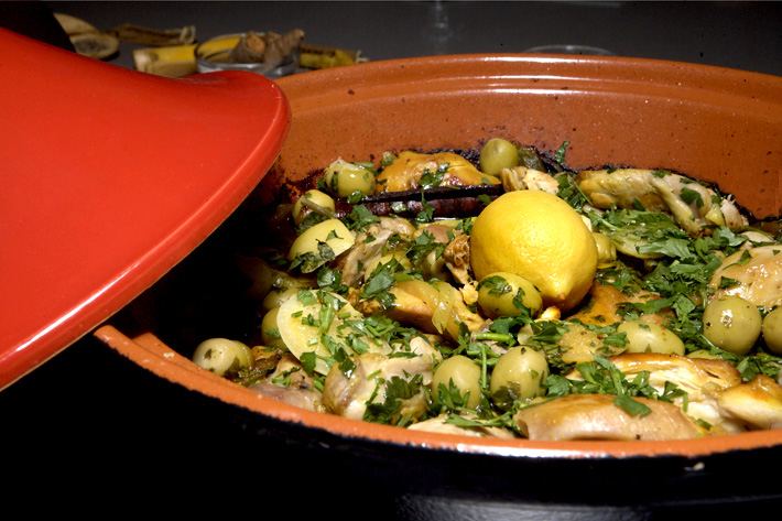 tajine de pollo con limon y aceitunas